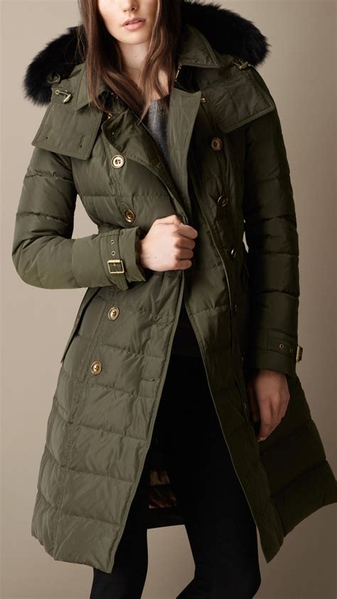 burberry green down long shackleton coat|Burberry shell trench coat.